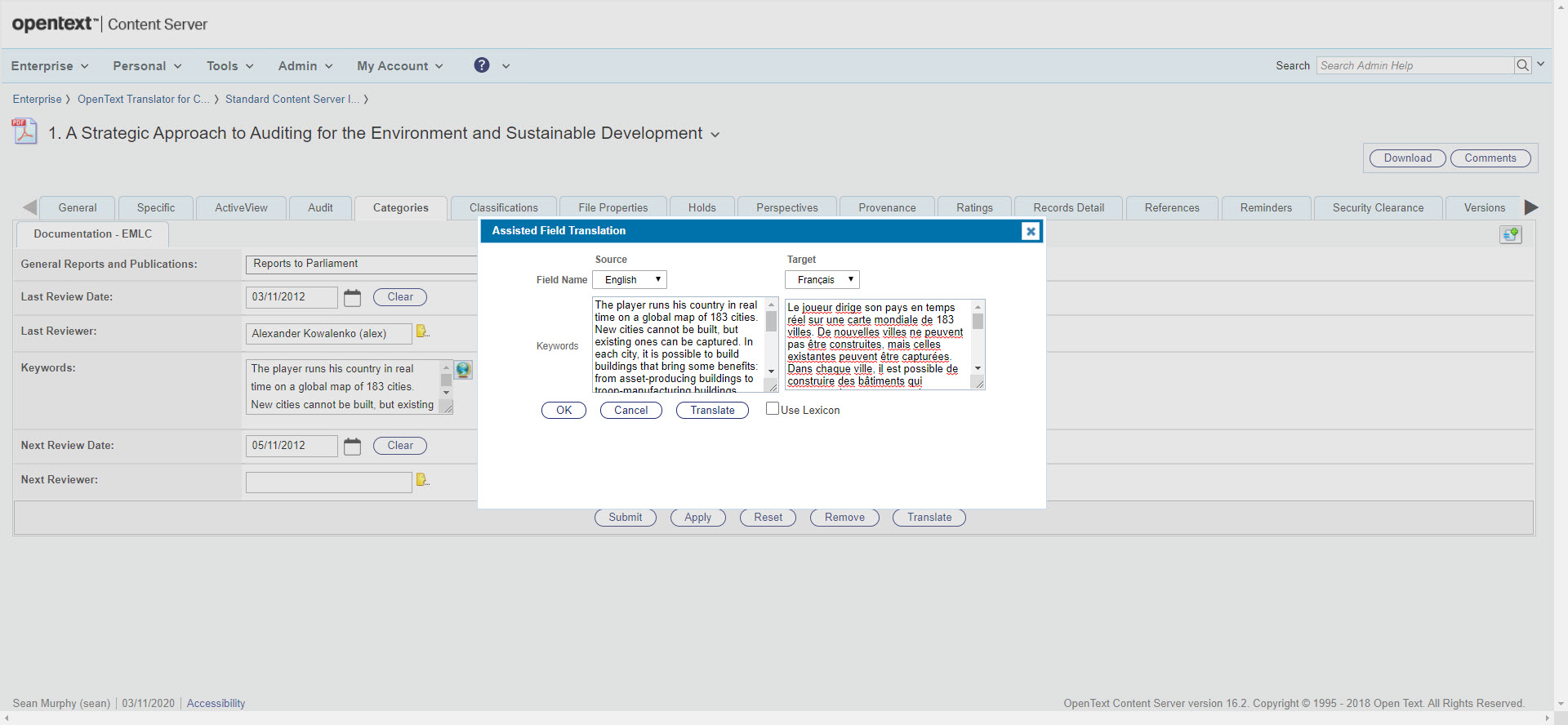 Assisted Field Translation